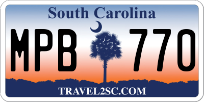 SC license plate MPB770