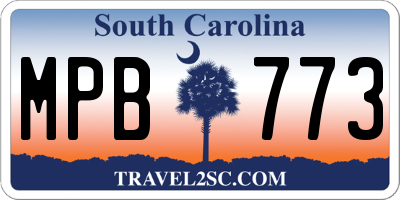 SC license plate MPB773