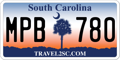 SC license plate MPB780