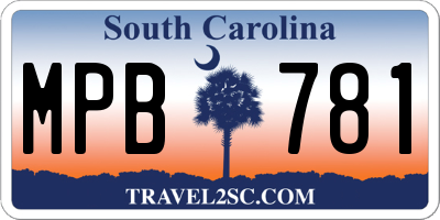 SC license plate MPB781