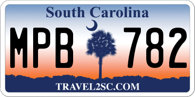 SC license plate MPB782