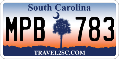 SC license plate MPB783
