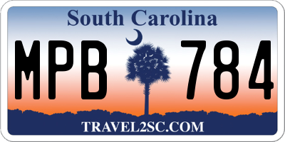 SC license plate MPB784