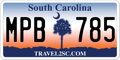 SC license plate MPB785