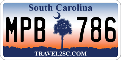 SC license plate MPB786