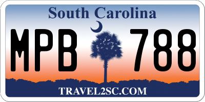SC license plate MPB788
