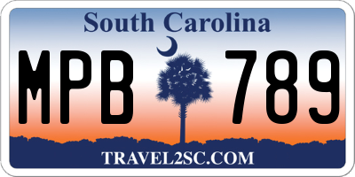 SC license plate MPB789
