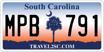 SC license plate MPB791