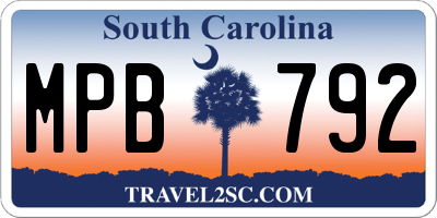 SC license plate MPB792