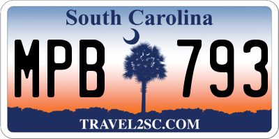 SC license plate MPB793