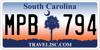 SC license plate MPB794