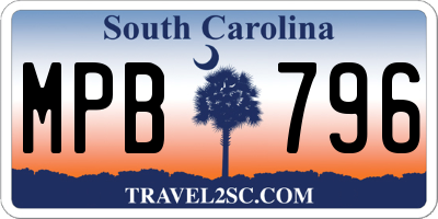 SC license plate MPB796