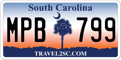SC license plate MPB799