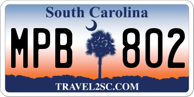 SC license plate MPB802