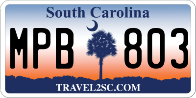 SC license plate MPB803