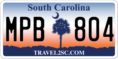 SC license plate MPB804
