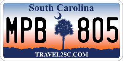 SC license plate MPB805