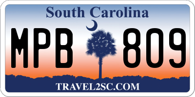 SC license plate MPB809