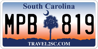 SC license plate MPB819