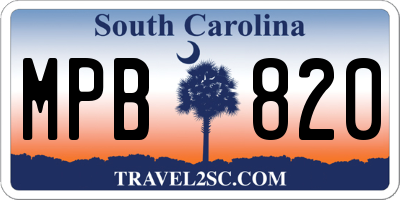 SC license plate MPB820