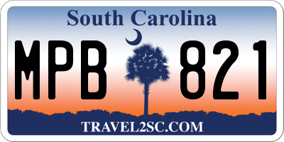 SC license plate MPB821