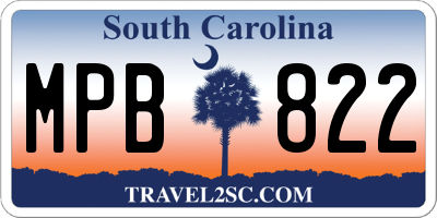 SC license plate MPB822