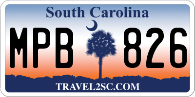 SC license plate MPB826