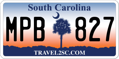 SC license plate MPB827