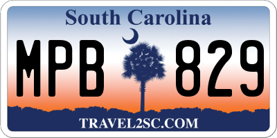 SC license plate MPB829