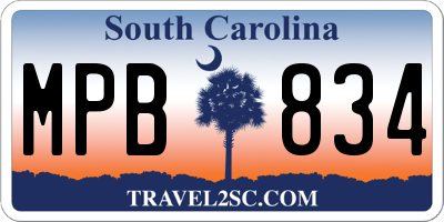 SC license plate MPB834