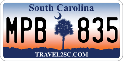 SC license plate MPB835