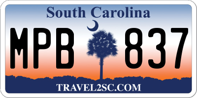 SC license plate MPB837