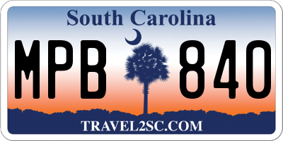 SC license plate MPB840