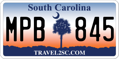 SC license plate MPB845