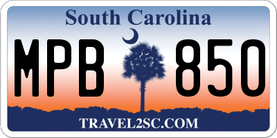 SC license plate MPB850