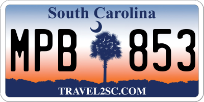 SC license plate MPB853
