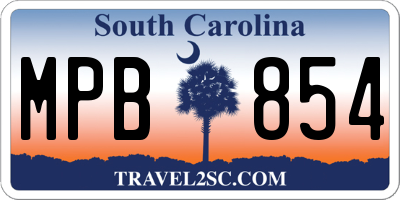 SC license plate MPB854