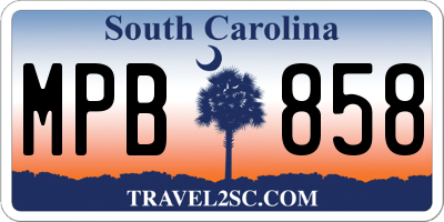 SC license plate MPB858