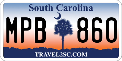 SC license plate MPB860