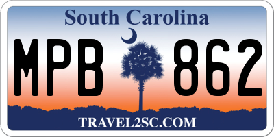 SC license plate MPB862