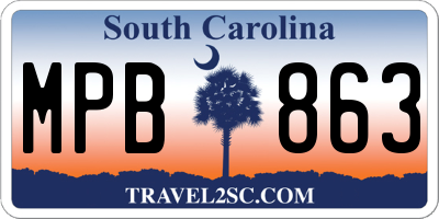 SC license plate MPB863