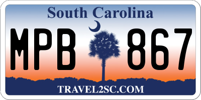 SC license plate MPB867
