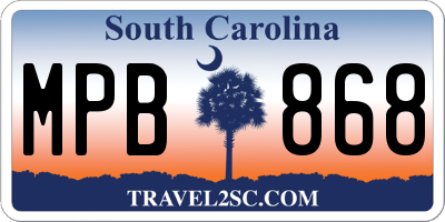 SC license plate MPB868