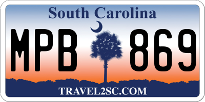 SC license plate MPB869