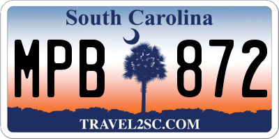 SC license plate MPB872