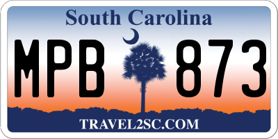 SC license plate MPB873