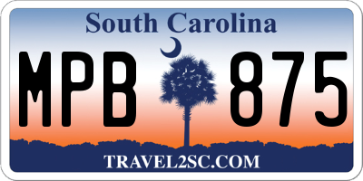 SC license plate MPB875