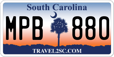 SC license plate MPB880