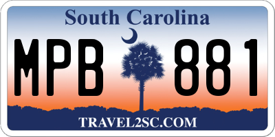 SC license plate MPB881