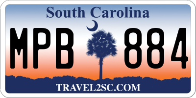 SC license plate MPB884